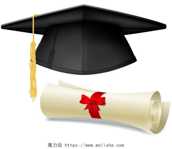 学士帽和毕业证书渲染